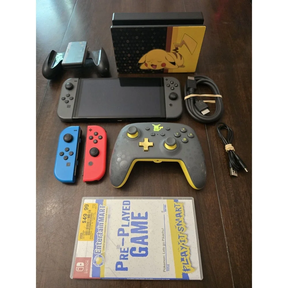 Nintendo Switch OLED Video Game System w/ Pokemon Game and Pikachu Accessories